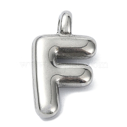 Anti-Tarnish 304 Stainless Steel Pendants, Letter Charm, Letter F, 19.5x11x4mm, Hole: 1.6mm(STAS-U033-02P-F)