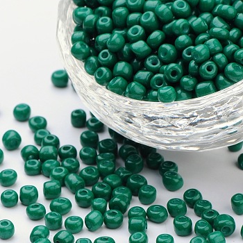 12/0 1.5~2mm Baking Paint Glass Seed Beads Loose Spacer Beads, Teal, Hole: 0.5~1mm, about 2890pcs/50g
