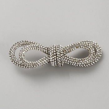 PVC & Glass Bowknot, Garment Accessories, Clear, 20~22x90x20.5~22mm