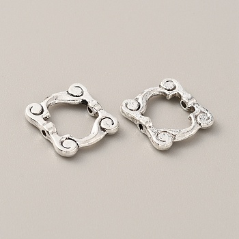 Tibetan Style Alloy Bead Frame, Antique Silver, Square, 14x14.5x2.5mm, Hole: 1.2mm, 95~100pcs/bag.