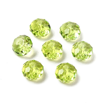 Glass Imitation Austrian Crystal Beads, Faceted, Rondelle, Green Yellow, 8x5~5.5mm, Hole: 1.2~1.5mm