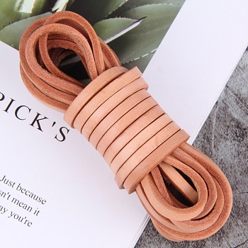 Flat Cowhide Leather Cord, for Jewelry Making, Peru, 8x3mm, about 98.43 Yards(90m)/Bundle