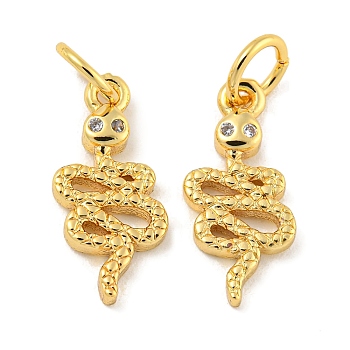 Rack Plating Brass Micro Pave Clear Cubic Zirconia Pendants, Long-Lasting Plated, with Jump Rings, Lead Free & Cadmium Free, Real 18K Gold Plated, Owl, 14.5x7x1mm, Hole: 3mm