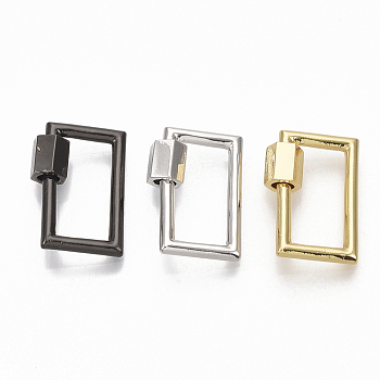 Brass Screw Carabiner Lock Charms, for Necklaces Making,  Rectangle, Mixed Color, 20x13.5x2mm, Screw: 6x5.5mm