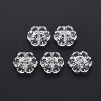 Transparent Acrylic Beads, Flower, Clear, 12.5x13x4mm, Hole: 1.2mm