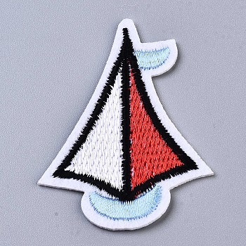 Sailboat Appliques, Computerized Embroidery Cloth Iron on/Sew on Patches, Costume Accessories, Colorful, 53.5x40x1mm