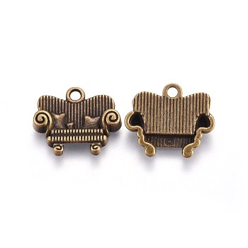 Tibetan Style Alloy Pendants, Lead Free and Cadmium Free, Antique Bronze, Sofa, 14x16x3mm, Hole: 2mm