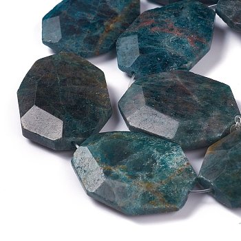 Faceted Natural Apatite Beads Strands, Oval, 36~41x28~29x7~8mm, Hole: 1.2mm, about 10pcs/strand, 14.96 inch(38cm)