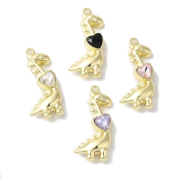 Rack Plating Alloy Pendants, with Rhinestone, Cadmium Free & Nickel Free & Lead Free, Giraffe Charms, Mixed Color, Golden, 32x20x6mm, Hole: 1.6mm