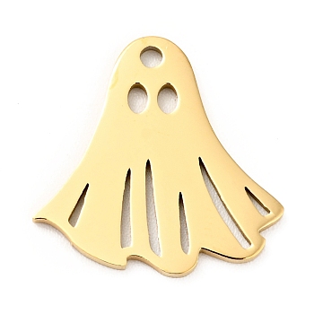 201 Stainless Steel Pendants, Ghost, Golden, 17x17x1mm, Hole: 1.4mm