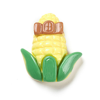 Opaque Resin Imitation Food Decoden Cabochons, Vegetables/Fruit House, Corn, 27x23x9mm