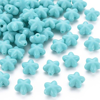 Opaque Acrylic Beads, Star, Turquoise, 10x10.5x6mm, Hole: 1.6mm, about 1690pcs/500g