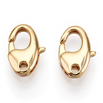 Brass Lobster Claw Clasps, for Jewelry Making, Real 18K Gold Plated, 11x7x3mm, Hole: 1.5mm