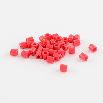 PE Fuse Beads, DIY Melty Beads, Tube, Red, 5x5mm, Hole: 3mm