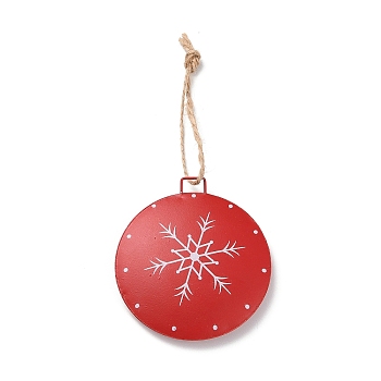 Christmas Theme Iron Big Pendant Decoration, Hemp Rope Christmas Tree Party Hanging Ornaments, Snowflake, 158mm