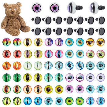 Elite Craft Plastic Doll Eyes Stuffed Toy Eyes, with Washers and Glass Cabochons, Mixed Color