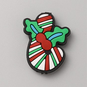 Christmas Themed PVC Plastic Beads, Candy Cane, 29.5x22x8mm, Hole: 3mm