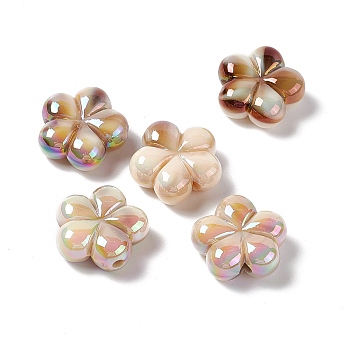 Opaque Acrylic Beads, AB Color, 5-Petal Flower, Camel, 21x22x9mm, Hole: 2.8mm