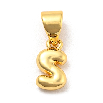 Brass Charms, Real 18K Gold Plated, Long-Lasting Plated, Lead Free & Cadmium Free, Letter Charm, Letter S, 9.5x5x2.5mm, Hole: 5x3.5mm