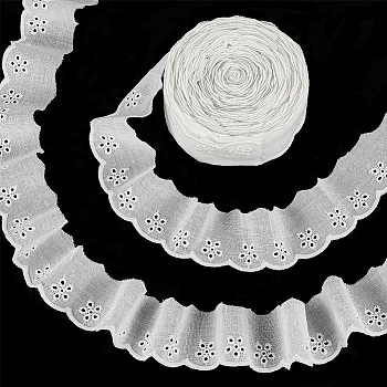 Polyester Hollow Flower Lace Trim, Wavy Edge Lace Ribbon, WhiteSmoke, 1-5/8 inch(42mm)