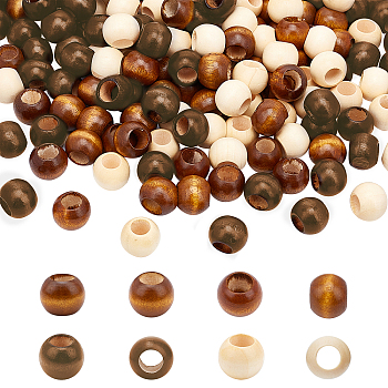 PandaHall Elite 150 Pcs 3 Colors Wooden Beads, DIY Accessories for Handmade Beads Strands Making, Large Hole Beads, Rondelle, Mixed Color, 50pcs/color