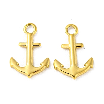 304 Stainless Steel Pendants, Anchor Charms, Real 14K Gold Plated, 16x11x1.8mm, Hole: 2mm
