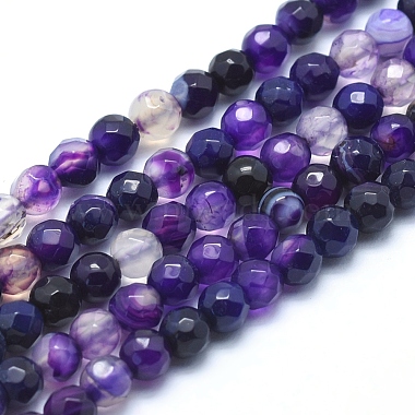 6mm Purple Round Natural Agate Beads