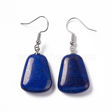 Natural Lapis Lazuli Trapezoid Dangle Earrings(EJEW-D188-02P-08)-2