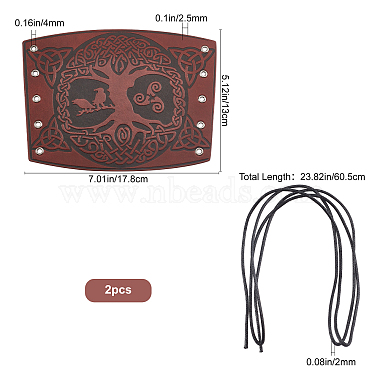 Tree of Life Pattern Leather Wrap Wide Strap Cord Bracelet(BJEW-WH0019-05A)-2
