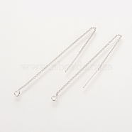 Brass Stud Earring Findings, Ear Threads, Nickel Free, Real Platinum Plated, 82~85x1mm, Pin: 0.5mm(KK-S336-39P)