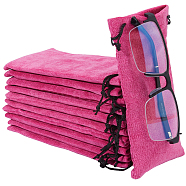 12Pcs Velvet Glasses Storage Drawstring Bag, Cotton Lining, Rectangle, Camellia, 18x9x0.3cm(ABAG-BBC0001-16B)