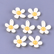 Resin Pendants, Flower, Old Lace, 49x46x9.5mm, Hole: 1.5mm(RESI-S374-10B-06)