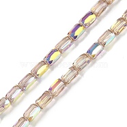 Electroplate Glass Beads Strands, AB Color Plated, Faceted, Column, Thistle, 6.5x4mm, Hole: 0.8mm, about 80pcs/strand, 20.08''(51cm)(GLAA-Q101-02A-AB09)