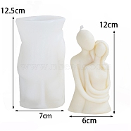 Bust Portrait Scented Candle Molds, Lover Human Bust Portrait Silicone Molds, for Valentine's Day, White, 12.5x7cm(PW-WG61006-01)