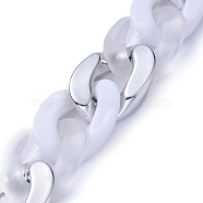Handmade Acrylic Curb Chains, with CCB Plastic Linking Rings, Oval, for Jewelry Making, Platinum, Clear, Link: 30x21x6mm, 39.37 inch(1m)/strand(AJEW-JB00628-03)