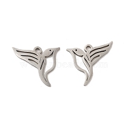 201 Stainless Steel Pendants, Bird Charms, Stainless Steel Color, 17x15.5x0.9mm, Hole: 1.4mm(STAS-K251-064P)