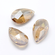 Faceted Glass Pendants, Teardrop, Brown, 22x13x8.5mm, Hole: 1mm(GLAA-F069-L-A18)