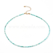 Natural Amazonite Beaded Necklaces, with Brass Lobster Claw Clasps, Golden, 15.94 inch(40.5cm)(NJEW-JN03315-03)