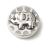 Tibetan Style Alloy Beads, Flat Round with Elephant, Antique Silver, 19x20x8mm, Hole: 3mm(FIND-Z059-04AS)