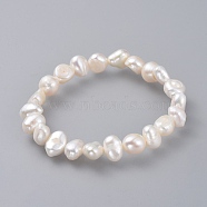 Natural Pearl Stretch Bracelets, White, 2-1/8 inch(5.5cm)(BJEW-JB04735-01)