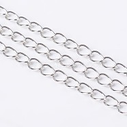 Iron Side Twisted Chain, Unwelded, Lead Free, with Spool, Platinum, 6x4x0.7mm, about 328.08 Feet(100m)/roll(CH-S085-P-LF)