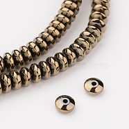 Electroplate Non-magnetic Synthetic Hematite Beads Strands, Rondelle, Smooth, Antique Bronze Plated, 4x2mm, Hole: 1mm, about 200pcs/strand, 16 inch(G-I175-28)