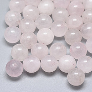 Natural Rose Quartz Beads, Half Drilled, Round, 10mm, Half Hole: 1.2mm(X-G-T122-25B-07)