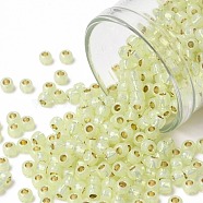 TOHO Round Seed Beads, Japanese Seed Beads, (PF2109) PermaFinish Jonquil Opal Silver Lined, 8/0, 3mm, Hole: 1mm, about 222pcs/bottle, 10g/bottle(SEED-JPTR08-PF2109)