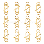 12Pcs 925 Sterling Silver S-Hook Clasps, with Jump Ring, Golden, 10x6x1mm, Hole: 3mm(STER-BC0001-74)