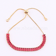 Tennis Bracelet, Golden Brass Link Chains Slider Bracelet for Women, Cerise, No Size(WG7012-8)