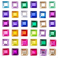 Self Adhesive Acrylic Rhinestone Stickers, for DIY Scrapbooking and Craft Decoration, Square, 8x8mm(STIC-PW0012-09B-01)