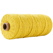 100M Cotton String Threads for Crafts Knitting Making, Gold, 3mm, about 109.36 Yards(100m)/Roll(KNIT-YW0001-01I)
