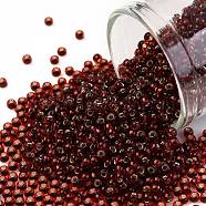 TOHO Round Seed Beads, Japanese Seed Beads, (2153S) Silver Lined Dark Cherry Amber, 11/0, 2.2mm, Hole: 0.8mm, about 5555pcs/50g(SEED-XTR11-2153S)