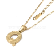 Ion Plating(IP) Initial Letter 304 Stainless Steel Pendant Necklaces, Real 18K Gold Plated, Letter Q, 15.87 inch(40.3cm), Pendant: about 16.5x13mm(NJEW-M199-01G-Q)